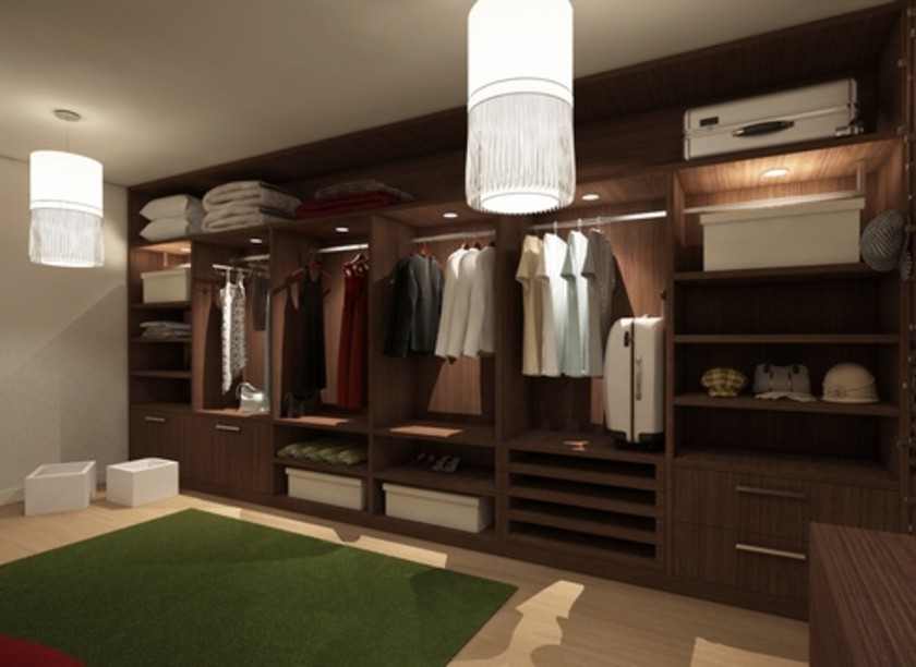 Классическая гардеробная комната из массива с подсветкой Таганрог